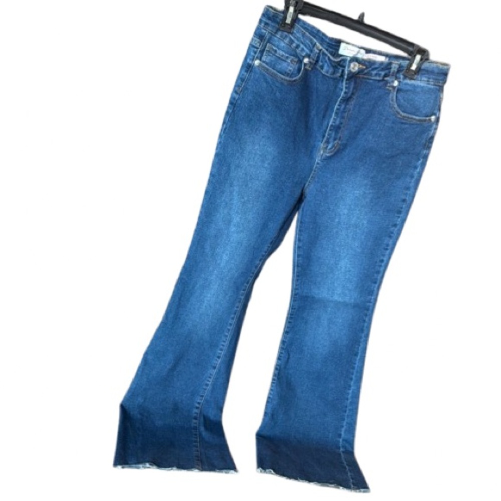 Denim Blvd Los Angeles Blue Flare Wide Leg Jeans Size 29 | Women’s High-Rise